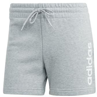 Adidas Damen Essentials Linear French Terry Shorts, Medium Grey Heather/White, S