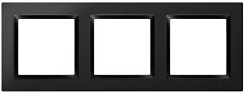 SIMON - Marco Interruptor de Pared, 3 Elementos, Compatible con Mecanismos Simon 10, Apto para Interiores, Fácil de Montar, Compatible con Pulsador, Conmutador y Enchufe Schuko, Color Negro