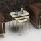 [en.casa] Beistelltisch-Set Rudkøbing Satztisch 3er Set weiße Marmor-Optik Wohnzimmertisch mit eckiger Tischplatte Hairpinlegs Metall Goldfarben Sofatisch