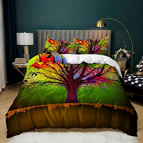 MercrI Mit Kissenbezug 80X80Cm Bettwäsche 135X200 3 Teilig Bequemes Bettwäsche 135X200Cm Baum-Ölgemälde Mikrofaser Bettwäsche 86 Teiliges Set