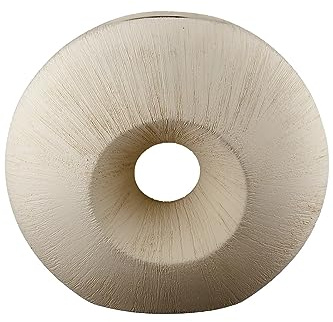GILDE Deko Vase - runde Lochvase Donut Vase aus Keramik - Dekoration Weihnachten Geschenk Geburtstag Hochzeit - Farbe: Creme Höhe 25,5 cm