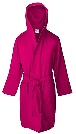 Jenny Sesal Accappatoio in microfibra con cappuccio e cintura Uomo/Donna confezione salvaspazio (XL, Fuxia)