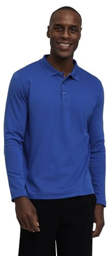 FALKE Herren Polohemd Basic Polo Shirt Longsleeve M Pl Baumwolle weich hautfreundlich bequem sehr leicht 1 Stück, Blau Mig Blue 6317, M