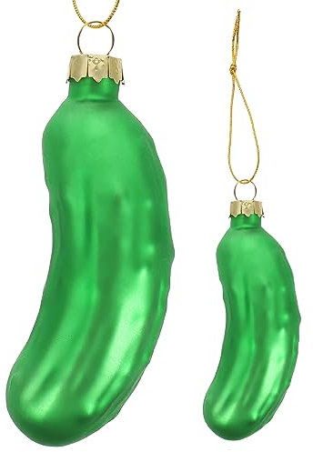 PRETYZOOM Weihnachts-Pickle-Ornament Mundgeblasenes Glas-Pickle-Ornament Mundgeblasenes Glas Gurken-Ornamente Weihnachtsbaumschmuck Für Die Weihnachtsbaum-Feiertagsparty