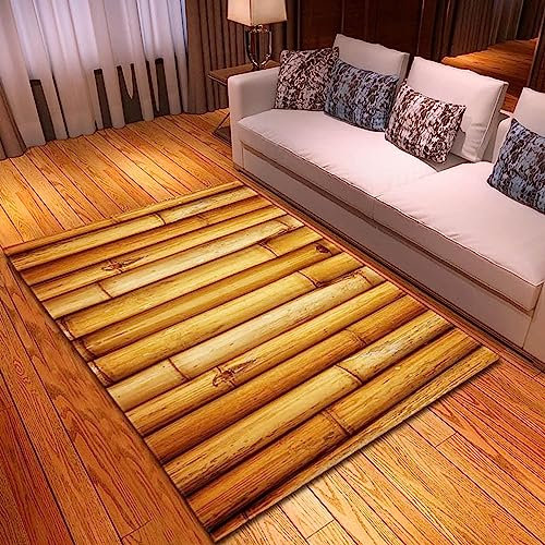 Vintage Goldener Bambus -Druck 3D-Teppich Für Wohnzimmer, Flanellteppich, 80 X 120 cm / 31,5 X 47,2 Zoll Schlafzimmerteppich, Badematte, Heimdekoration, Moderne Für Küche Flur Esszimmer Eingangsberei