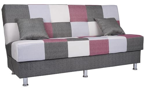 LIBEROSHOPPING.eu - LA TUA CASA IN UN CLIK Primur Schlafsofa, 190 cm, 3-Sitzer, Patchwork, Rot