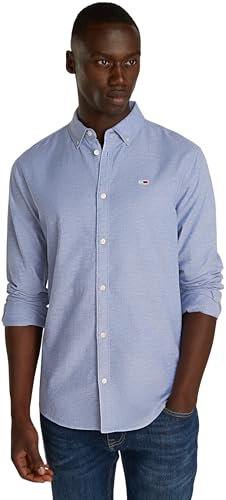 Tommy Jeans Chemise Homme TJM Slim Manches Longues, Bleu (Bright Blue), XXL