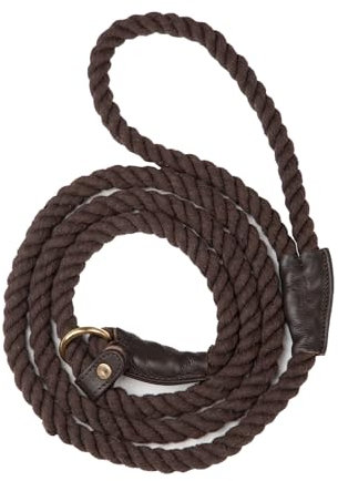 Rope Slip Lead for Dogs Strong Roped Training Slip Leash Pet Puppy Adjustable Cotton Leads (Brown)