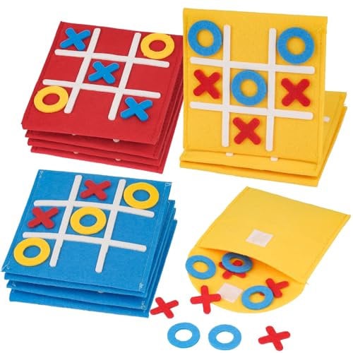Moosono Tic Tac Toe Spiel, 12 Stück Filz Tic Tac Mini, Bunt Tic Tac Town Spiel, Mitgebsel Kindergeburtstag, Lernspielzeug Geeignet für Geburtstag, Kindertag, Zuhauser, Schule, Party