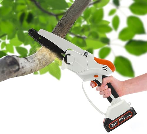 vinnyooc Kettensäge 6 Zoll, Mini Kettensäge mit Akku, Handkettensäge Akku Säge Bürstenlos mit Ladegerät 19.7ft/s Kettengeschwindigkeit Schnittdurchmesser 13cm für Parks Wäldern Weiden