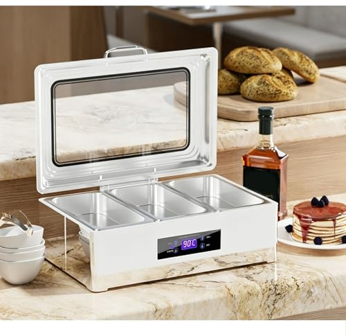 Scaldavivande Con Temperatura Regolabile, Scaldavivande Per Buffet Con Vetro Visivo, Scaldavivande Con Manico In Acciaio Inox, Scaldavivande Da Tavolo Per Feste, Banchetti Nuziali, Buffet Dell'hotel (