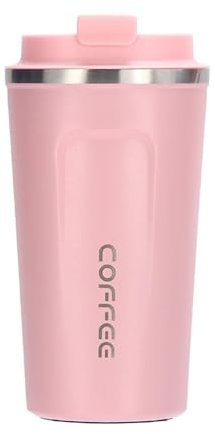 Genérico Taza termo cafe doble pared 510ml,Termico Cafe Antigoteo para Coche,Taza de Café,Taza viaje,Taza oficina Taza térmica reutilizable acero inoxidable con tapa hermética,Taza termica (rosa)