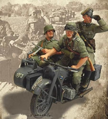 1/35-WWII German Motorcycle Driver Soldier Resin Model Kit unlackierte und unmontierte Resin Modellteile (3 Mann, kein Motorrad) //8X7z-1