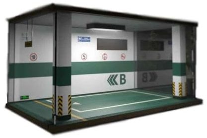 Car Garage Modello Negozio 1/24 scena di garage sotterraneo parcheggio in legno modello di simulazione modello di auto copertura antipolvere ornamenti di illuminazione auto vetrina in con pressofuso(7