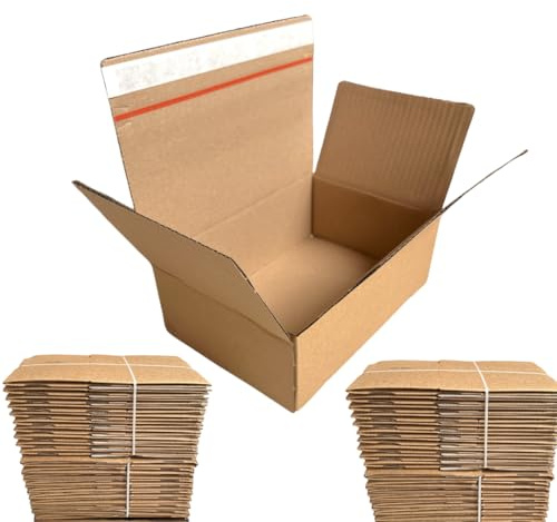 DeineFairpackung 60 Stk. Automatik Karton 305x216x130-220mm Versandkartons mit selbstklebendem Deckel für den Warenversand, Versandkarton, Pakete für Versand, Faltkarton Kartonagen