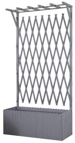 Blumenkästen mit rankgitter Blumenkübel mit rankgitter Pflanzgefäße aus Holz für Balkone und Gärten Inklusive Kletterpflanzengitter Sichtschutz Schutz vor Regen und Sonne im Freien Karbonisierte Farbe