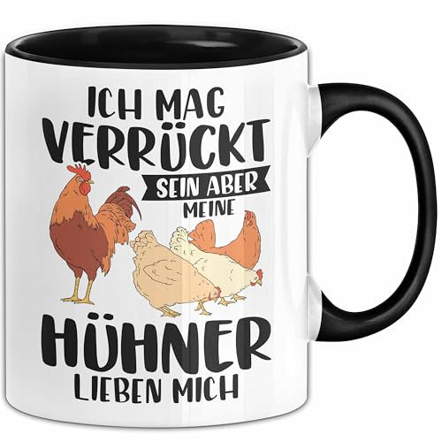 Hühnerstall Tasse Hühner Hahn Bauernhof Bäuerin Geschenk Huhn Geschenkidee Kaffee-Becher (Schwarz)