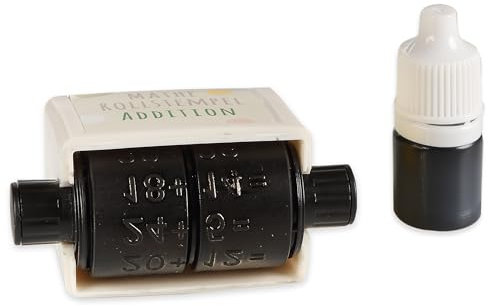 Lulubug Mathe Stempel - Addition bis 100 | inkl Nachfülltinte und Aufbewahrungsbox | Kreatives Lehrmittel für Schulkinder, Rollstempel | Mathe Stempel Roller