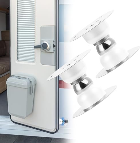 Magnetic Door Stoppers, 2 Pack Self Adhesive Floor Door Stop, 5cm Windproof Door Stopper, Door Holder for Home Office Campervans and RVs (White)