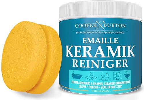 Reiniger für Keramik Emaille Porzellan Glaskeramik- Badpflege zu Reinigung & Pflege von Armaturen - Bad Badewanne Waschbecken Spüle Ceranfeld Reiniger 0,5kg + Schwamm COOPER & BURTON