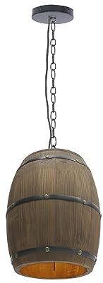PUDLOR PenVerletzenuchte Holz, E27 Retro Holz Weinfass Hängeleuchte Lampe Rustikale PenVerletzenuchte Beleuchtung Licht Hängeleuchte Decke Bar Restaurant Cafe Licht für Schlafzimmer, Wohnzimmer