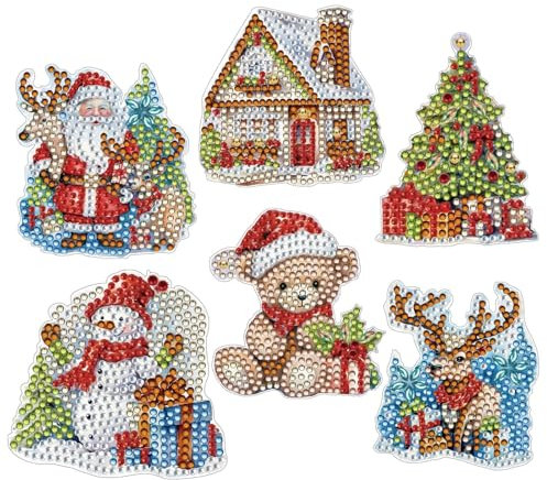 CXINLky DIY Diamond Art Painting Fridge Magnets, Creative, Christmas, 7 Pieces, Acrylic