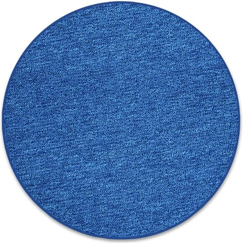 casa pura Teppich rund 160cm Durchmesser, Dunkelblau Rutschfester & Flacher Flurteppich, Wohnzimmerteppich, Küchenteppich, Schlafzimmerteppich ideal auch als Schreibtischstuhl Unterlage, London