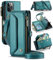 UFinetech for iPhone 11 Pro Case, Crossbody Wallet Phone Case with RFID Blocking Kickstand, Anti-Drop Wireless Charging Card Slots, PU Leather Shoulder Bag Clutch Adjustable Strap, Blue Green