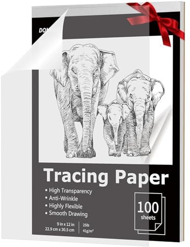2025 Graduation Gifts, Birthday Gifts, Tracing Paper, 9 x 12 Inch, 100 Sheets, 25lb/41gsm, Clear Parchment Art Paper Pad for Lightbox, Lightboard Sketching,