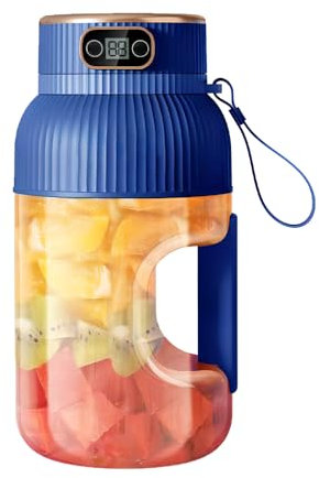 Vaso exprimidor portátil, licuadora de jugo de 1200 ml con pantalla digital, recargable por USB para cocina, viajes, oficina, gimnasio