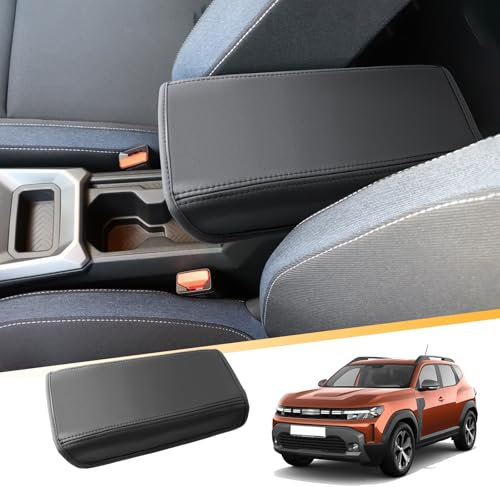 LFOTPP Kompatibel mit Dacia Duster 3 2024 2025 Mittelarmlehne Abdeckung, Dacia Duster III ab 2024+ Armlehnenbezüge Kissen PU-Leder Armlehnen Mittelkonsole Schutz Kastendeckel (Schwarz)