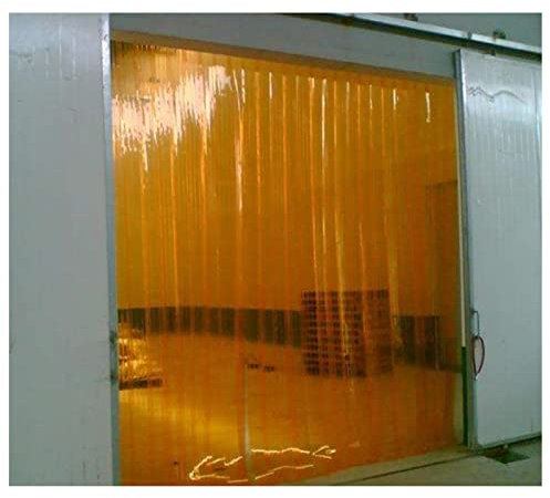 Waterproof PVC Strip Door Curtain Easy Install for Shop Factory Garage Patio Yellow 2.1mm Thick 90x200cm Size