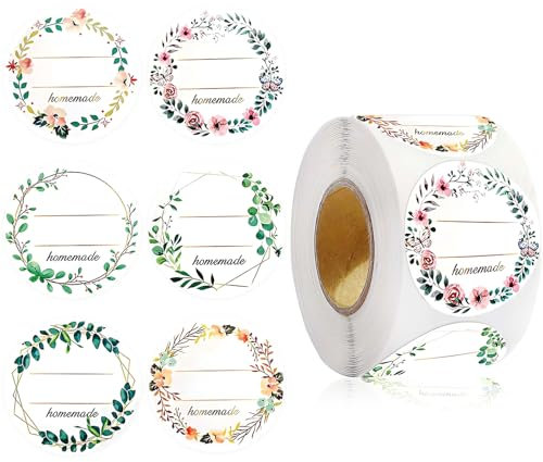 Selbstklebende Glasetiketten, 500 Stück runde Kraftpapier-Aufkleber (5 cm) für Marmelade, Gewürze, Flaschen und Vorratsorganisation – Ablösbare Etiketten für Küche, Backen, Geschenkanhänger