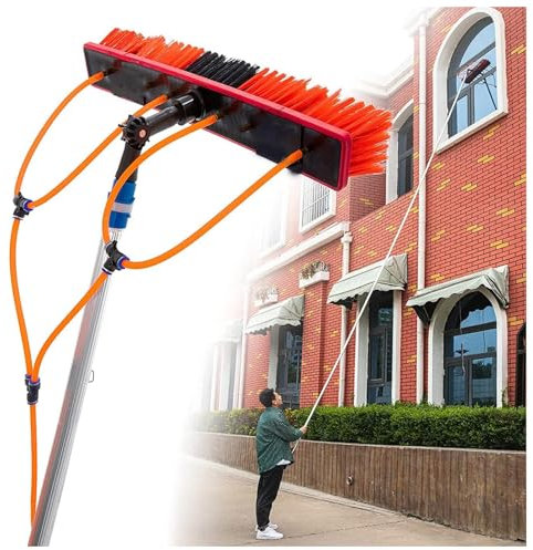 Teleskopstange Wasserführend, Mit Bürste, Photovoltaikreinigung Solarreinigung Fassadenreinigung Fensterreinigung Wintergartenreinigung,6m
