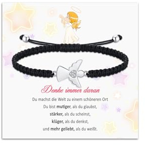 RoseJeopal Schutzengel Taufe Armband für Mädchen,Verstellbarem Geflochtenem Seil Schutzengel Armband, Konfirmation Kommunion Geschenke für Tochter Frauen Kinder