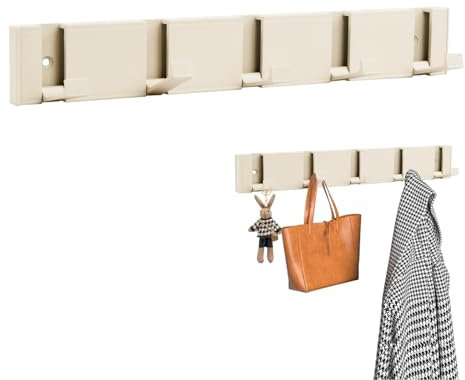 Anesom Porte Manteau Mural de 5 Crochets, Patère Murale Moderne en Aluminium Rétractables Porte Manteau Salle de Bain Pliant Moderne pour Suspendre Manteaux écharpes