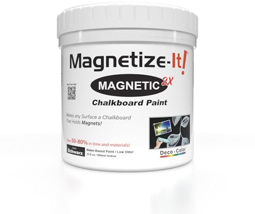 Magnetize-It! Pintura magnética para pared o pizarra (base de agua), color negro, 0,5 l, 500 ml, adhesivo Deco Color, superficie duradera y sostenible, color interior de uso general