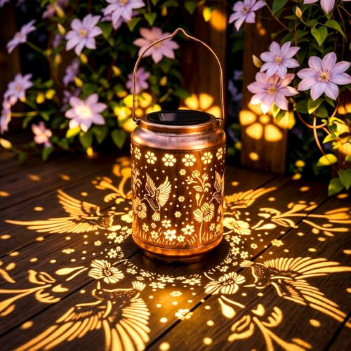 Solarlampen Für Außen Hängend Wasserfest, Kolibri Ausgehöhlte Metall Laterne, Solarlampen Für Außen Deko Balkon, Terrasse Rasen Hof Garten Dekorative Beleuchtung, Geburtstagsgeschenke Für Frauen