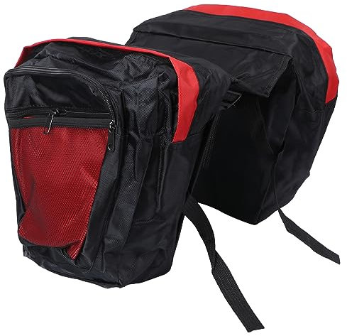 Toyvian Sacoche De Vélo Double Étanche pour Porte-Bagages Arrière Cadre Pratique avec Bandes Réfléchissantes Outils Et Petits Objets Rouge Et Noir