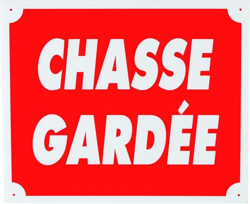 Januel RDV54802A Panneau Chasse GARDÉE DIM 25 X 30 CM AKYLUX Adulte Unisexe, Rouge & Blanc, Unique