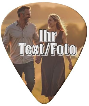 Personalisiertes Plektrum Foto Gitarren-Plektren Individuell und schnell gestalten mit Ihrem Foto Logo Text für Musiker Gitarrenspieler Bass E-Gitarre Akustikgitarre Ukulele (6 Stück/0.71mm)