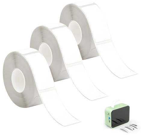 3 Rollen Thermo Etiketten 12x40mm Selbstklebend, 480 Stück Drucker | Klebehaftung dauerhaft, thermopapier druckklar, abriebfeste Schrift, gerollt Haushalt Büro Lager