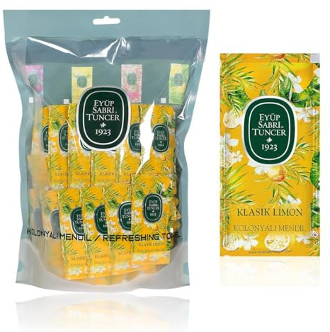 EYÜP SABRİ TUNCER Lot de 150 Lingettes Rafraîchissantes au Citron Classique, Petite Taille 5 cm x 10 cm
