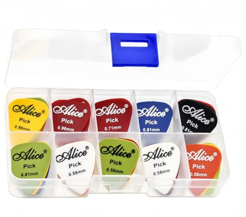 Zhenghebuy Plektren Gitarre 30 Stück Zelluloid Plektren mit Box,6 Verschiedene Dicken Gitarrenplektren,Guitar Picks für Akustik Gitarre,Ukulele,Klassische Gitarre(0,58/0,71/0,81/0,96/1,2/1,5 mm)