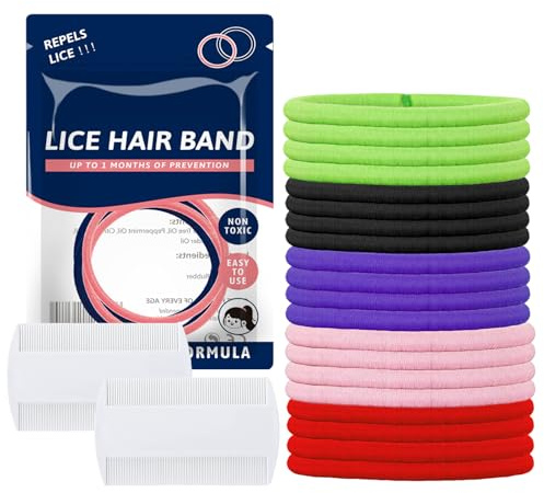 Swiftctrl 20 Stück Anti Laus Haargummi Mit 2pcs Extra feiner Zahnkamm gegen Kopfläuse Buntes Elastisches, Hilfe dem Schutz von Läusen Vorzubeugen
