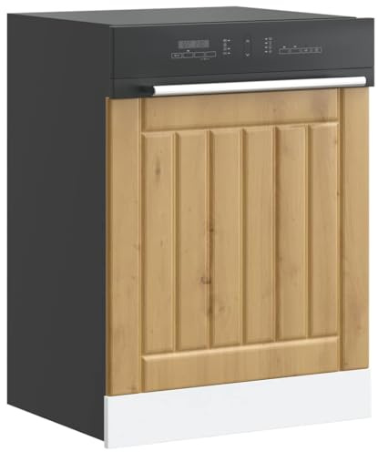 Qnhdfrt Dishwasher Panel Lucca Artisan Oak Engineered Wood 60 x 1.5 x 67 cm Moisture-Resistant Kitchen Cabinet Door Easy-Clean for Dishwasher Front and Modern Kitchen Units