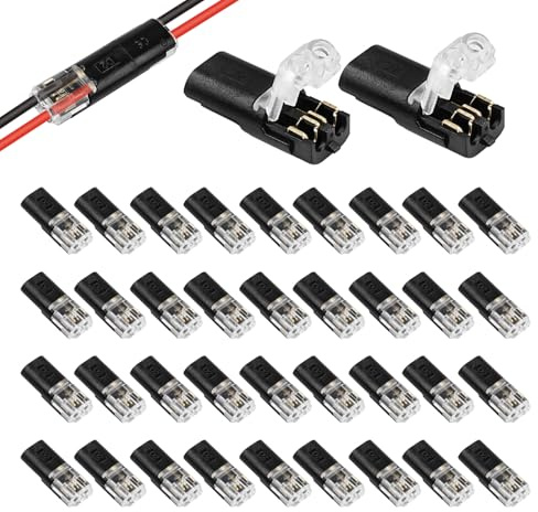 DewinLVD 40 Stück Steckverbinder, Steckverbinder 2 Polig Kabelverbinder Wasserdicht 18-22 AWG Geeignet für LED-Beleuchtung Automobilelektronik Audiosysteme