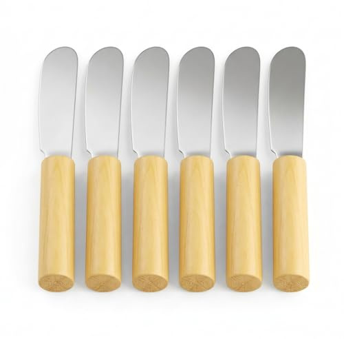 6Pcs Mini Wooden Handle Butter Knife, 4 Stainless Steel Butter Spreader | Compact Wooden Spreaders for Small Hands Kids, Ideal for Spreading Butter Jam Cream Cheese Toast Sandwich