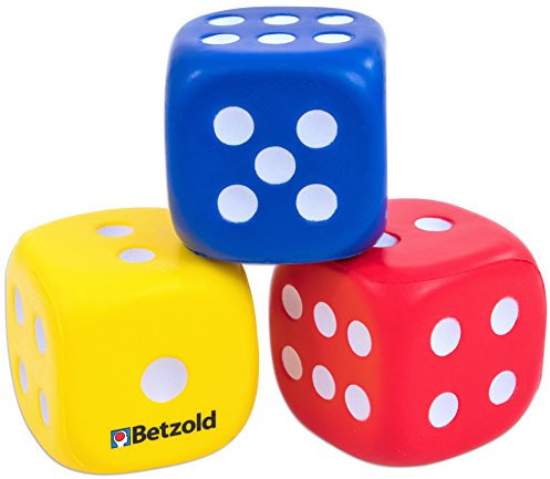 Betzold - Schaumstoff-Würfel 3 Augenwürfel rot blau gelb - Kinder Softwürfel