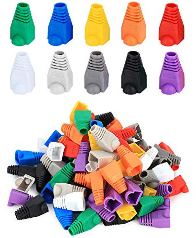 Aussel Lot de 100 capuchons en plastique souple pour fiche réseau Ethernet RJ45 Couleur aléatoire style 1